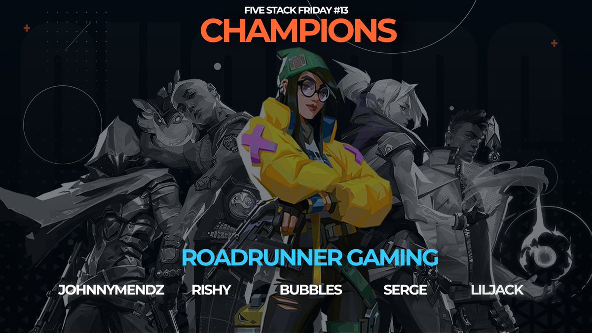 Join me in congratulating our 13th #FiveStackFriday Champions 👑

<a href="/RRGUTSA/">RoadRunner Gaming</a> 🏆

🔥 <a href="/johnnymendz_95/">Johnny</a> 
🔥 <a href="/rishyfps/">rishy</a> 
🔥 <a href="/Bubblesctx/">alex</a> 
🔥 <a href="/sergefps/">greg</a>
🔥 <a href="/liljackX/">jack</a> 

They are the first collegiate teams to win one of our Friday events, and earned their spot in the Luxe Fall Invitational!