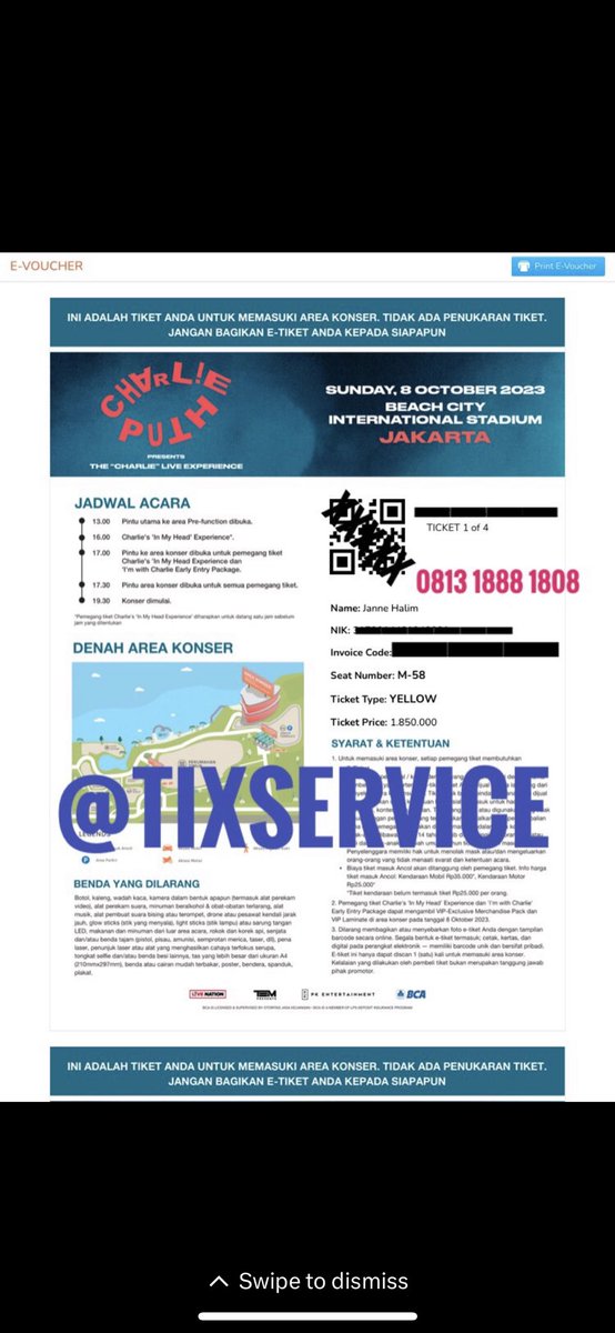 TixService's tweet photo. WTS 4 tix Charlie Puth concert in Jakarta! 

Price : 750 rb / tix 

BISA COD 

Sn: M 55-58

Nama Tix, no rek, KTP, sama semua ya 😉

Wtb #CharliePuth #charlieputhinjakarta #charlieputhliveexperience #charlieputhlive https://t.co/fyp8wvDjCj