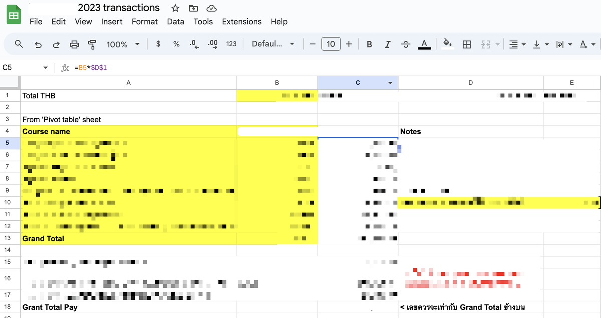 woraperth's tweet image. สกิล Google Sheet เป็นสกิลสำหรับผู้ประกอบการ (Enterprenuer) ที่ขาดไม่ได้เลย
ไม่ต้องเก่ง ไม่ต้องรู้เยอะมากก็ได้นะ แต่ต้องรู้พื้นฐาน จะได้เช็คได้ว่าเลขถูกต้องมั้ยแบบคร่าว ๆ
วันนี้นั่งทำบัญชีของเดือนที่ผ่านมา ขนาดของเราทำสอนเล็ก ๆ เป็น Side Hustle ยังงมกับ Google Sheet…