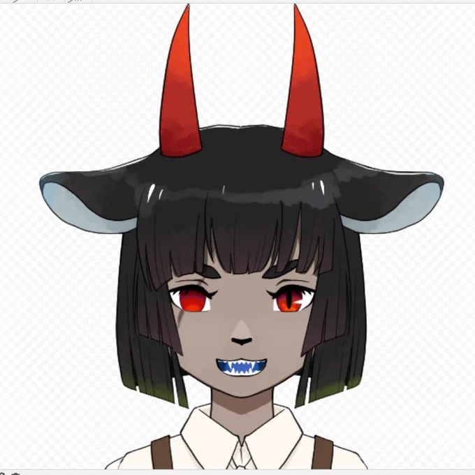 エビの代理(ミ・ミスケ君)です感情で角の色が変化する隻眼の小悪魔そのうちゲームやお絵描きの動画配信とかするようになった時はこの子が動きます 