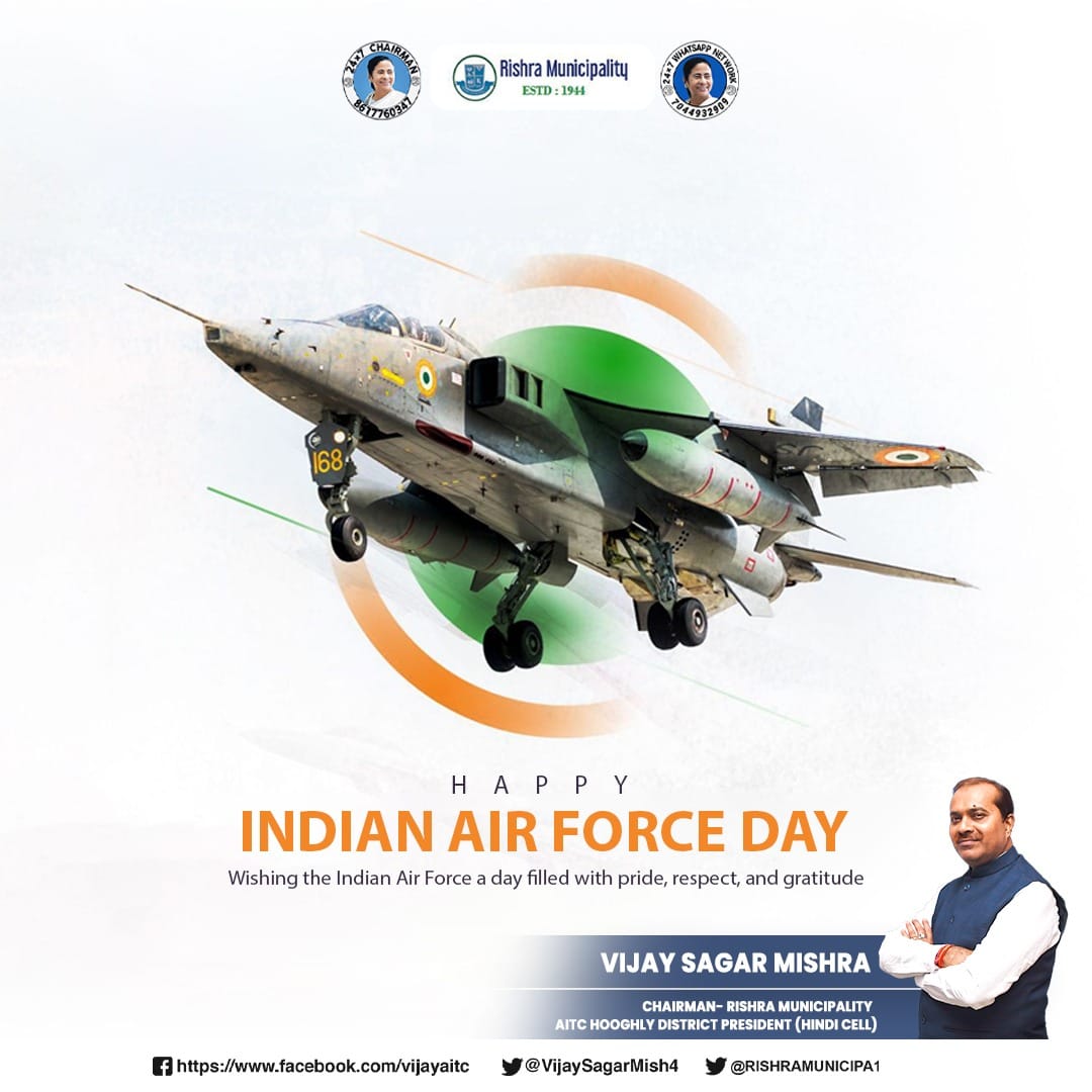 Happy Indian Air Force Day . . . #Indianairforce #Indianairforceday #Indianairforces #Indianmilitarya #gvt #WBTMCP #AITC #Hooghly #Rishra #gorbersohorrishra @MamataOfficial @VijaySagarMish4