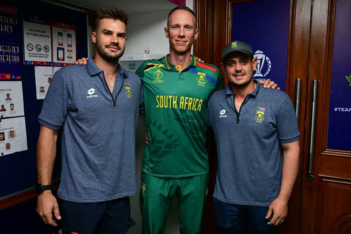 The three heroes of South Africa yesterday after the match.

#cricket #SouthAfrica #SLvSA #WorldCup2023