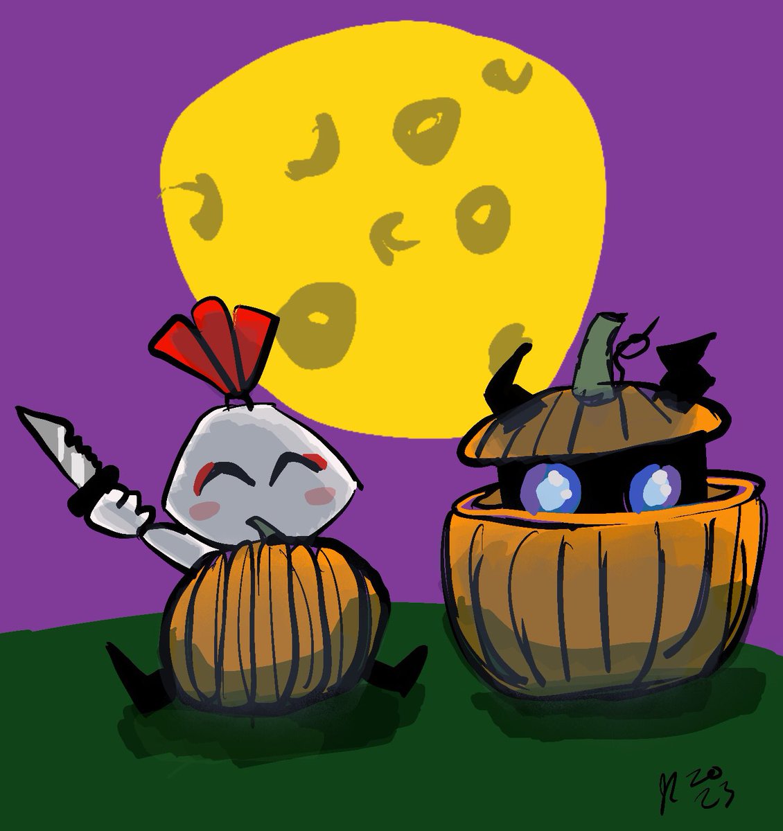 DaryoSharlah's tweet photo. ive been slacking on #art due to the brain worms but heres my first art-tempt for October #artober #drawtober #inktober #artober2023 #drawtober2023 #inktober2023 #lazy #digitalart #doodle #procreate #wispin #castledoombad #doomkin #moon #halloween #pumpkin #myart https://t.co/pGZd63KmIH