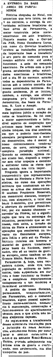 sentandoapua's tweet photo. Notícias da 2ª Guerra: 08OUT1946-A entrega da Base Aérea de Parnamirim https://t.co/FQyvKjPYkh 

#OUT46 #JB #WWII #FAB #Parnamirim #entrega @exercitooficial @feb_brasil @MuseuANVFEBBH @anvfeb https://t.co/ZHHISwcj7K