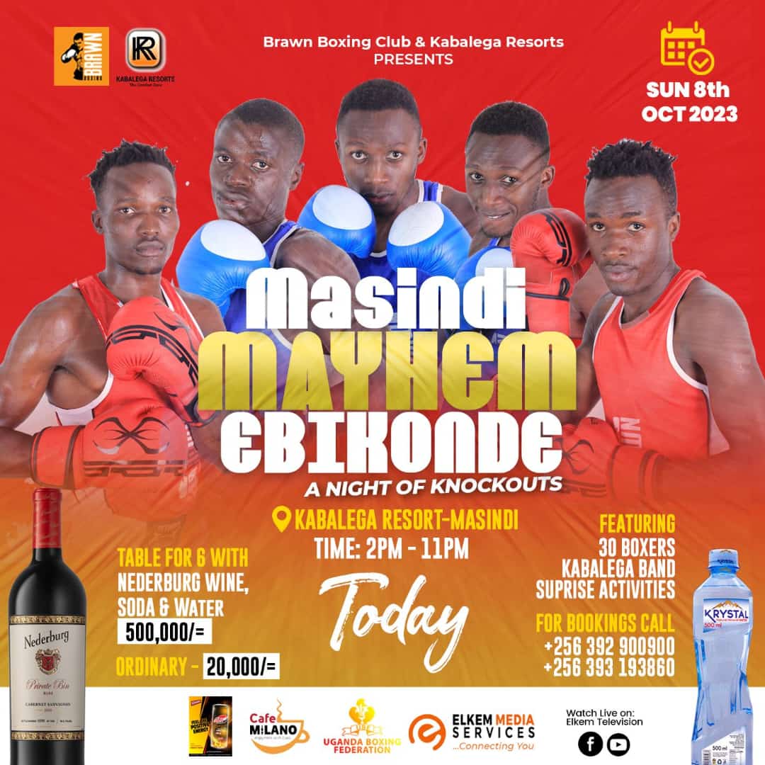 MayanjaDaniel11's tweet photo. Today, boxing history will be made🔥🔥🔥🔥🔥🔥
Don't miss the non-stop punches and knockouts at the battle of champions!
📍KABALEGA RESORT MASINDI
ORDINARY: 20K
TABLE OF 6: 500K
FOR RESERVATIONS: 0781041480
#ElkemMediaUG #KabalegaResorts
#CafeMilano #ElkemTv
#BrawnBoxing https://t.co/ZO1QWk98X9