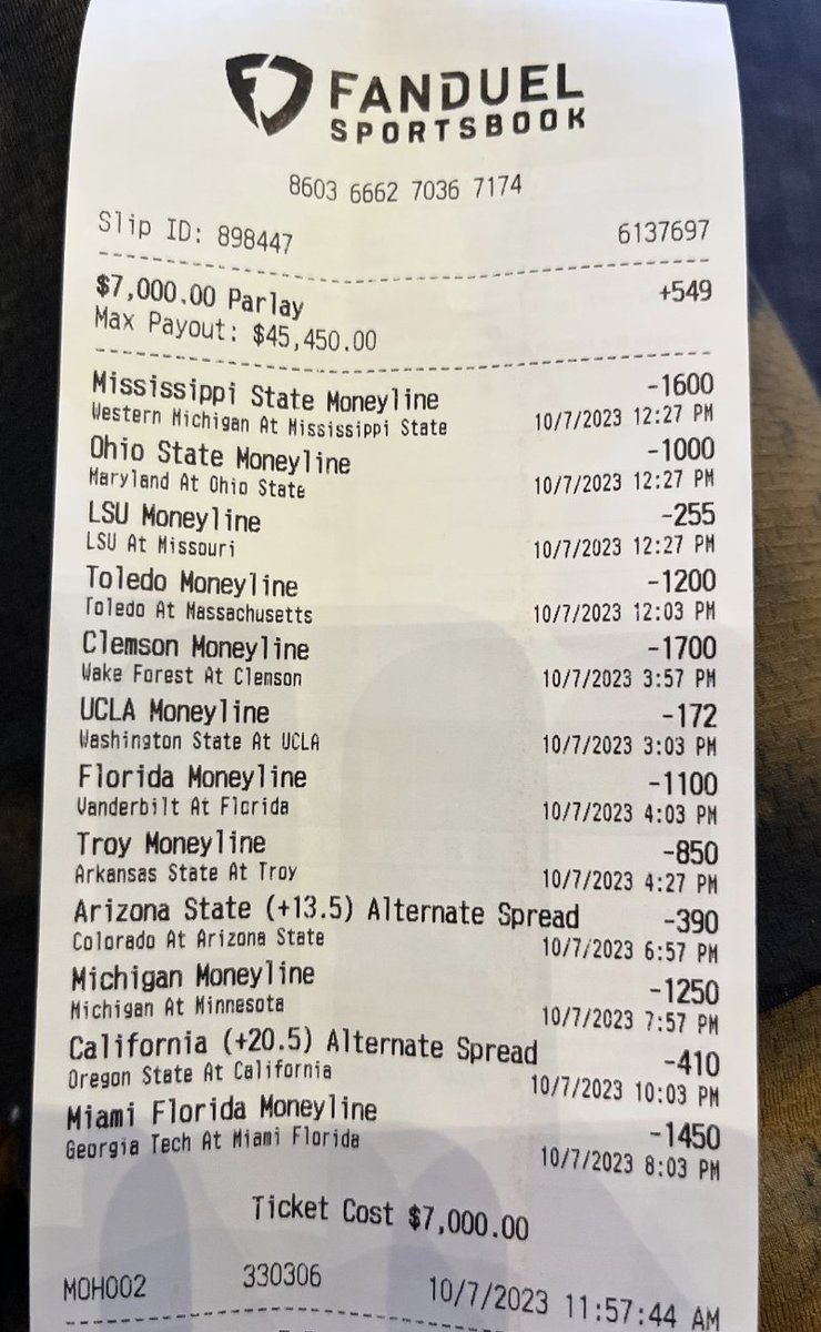 ActionNetworkHQ's tweet photo. If Miami ML cashes, this parlay pays out $45K...

What a brutal beat 😭 😭

(H/T @Brett_McMurphy, via 
@SteveBr09890789 | @FDSportsbook) https://t.co/8LgeTzG1dJ