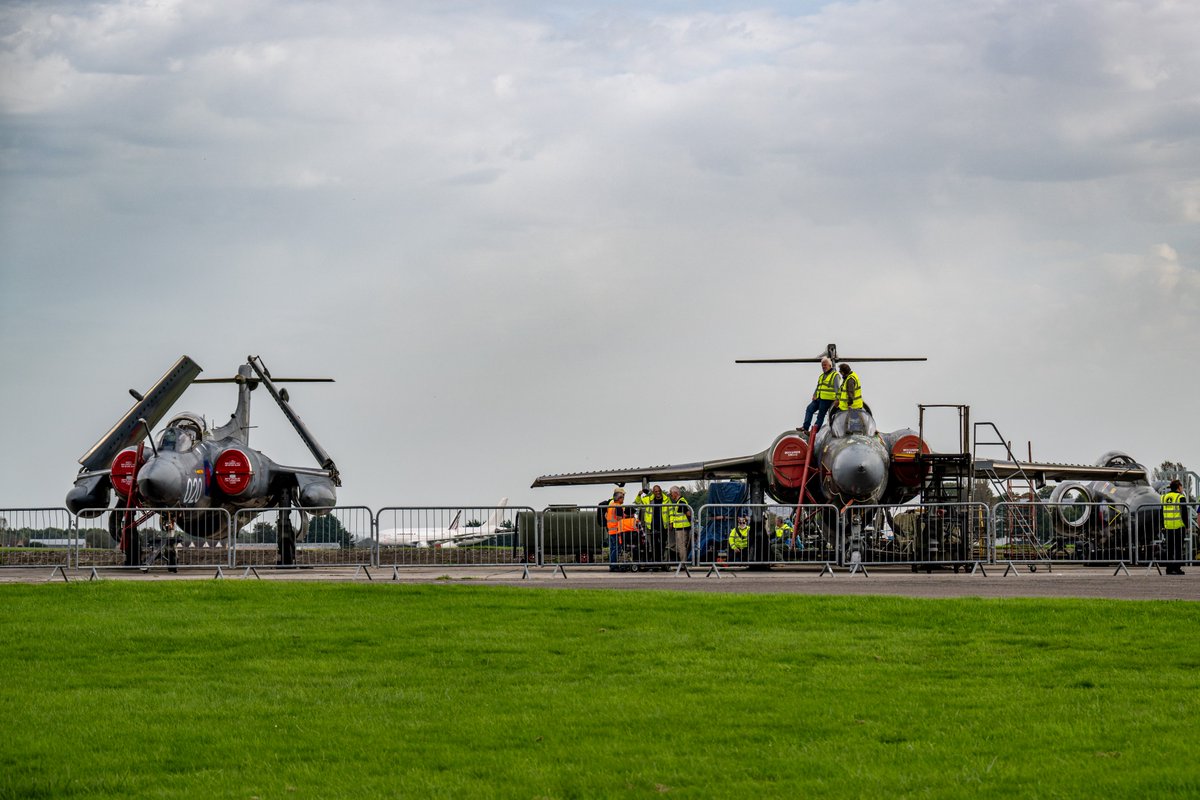 OldDegsy's tweet photo. #Buccaneer "Buddies" day at @CotswoldAirport (formerly RAF Kemble) yesterday with @buccaneer_group as #XX894 undergoes a maintenance anti-det run and #XW544 is stripped back ready for new paintwork #ColdWarJets https://t.co/X5rczeKCqc