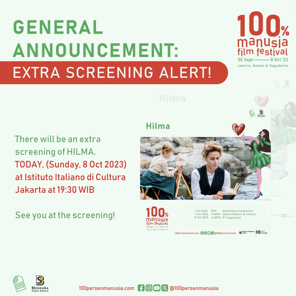 moviegoersID's tweet photo. Hari terakhir #100PMFF2023
Cek jadwal pemutaran film selengkapnya di https://t.co/csVKWD5dKD
Dan juga ada extra screening di Istituto Italiano di Cultura https://t.co/RE5eVHMEL3