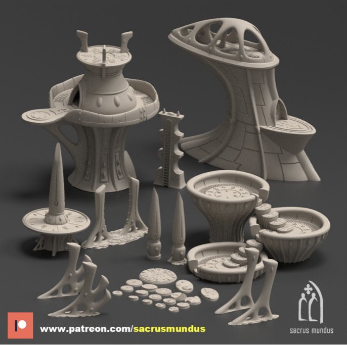 As a licensed printer for <a href="/sacrusmundus/">sacrusmundus</a> I’m working on bringing all these sets to 6/8mm scale but they would be awesome at native 40k scale too! Get in touch if you need some terrain that’s a bit more exciting than endless ruins #warhammer40k #tabletopgaming #epic40k