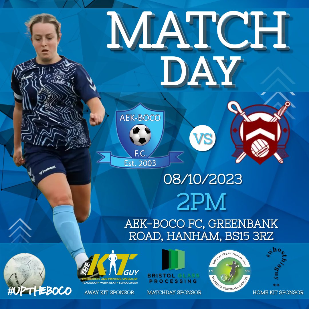 aekbocoladiesfc's tweet photo. IT’S MATCH DAY ⚽️ 

Both teams are back in league action, 1st team take on @MangotsfieldWFC , while the reserves take on @BandWLFC ⚽️ 

📍 AEK-BOCO FC 
🎟️ £2 (U16s FREE) first team game only 
🕑 2pm KO 

#uptheboco https://t.co/r0LBqPtm3k