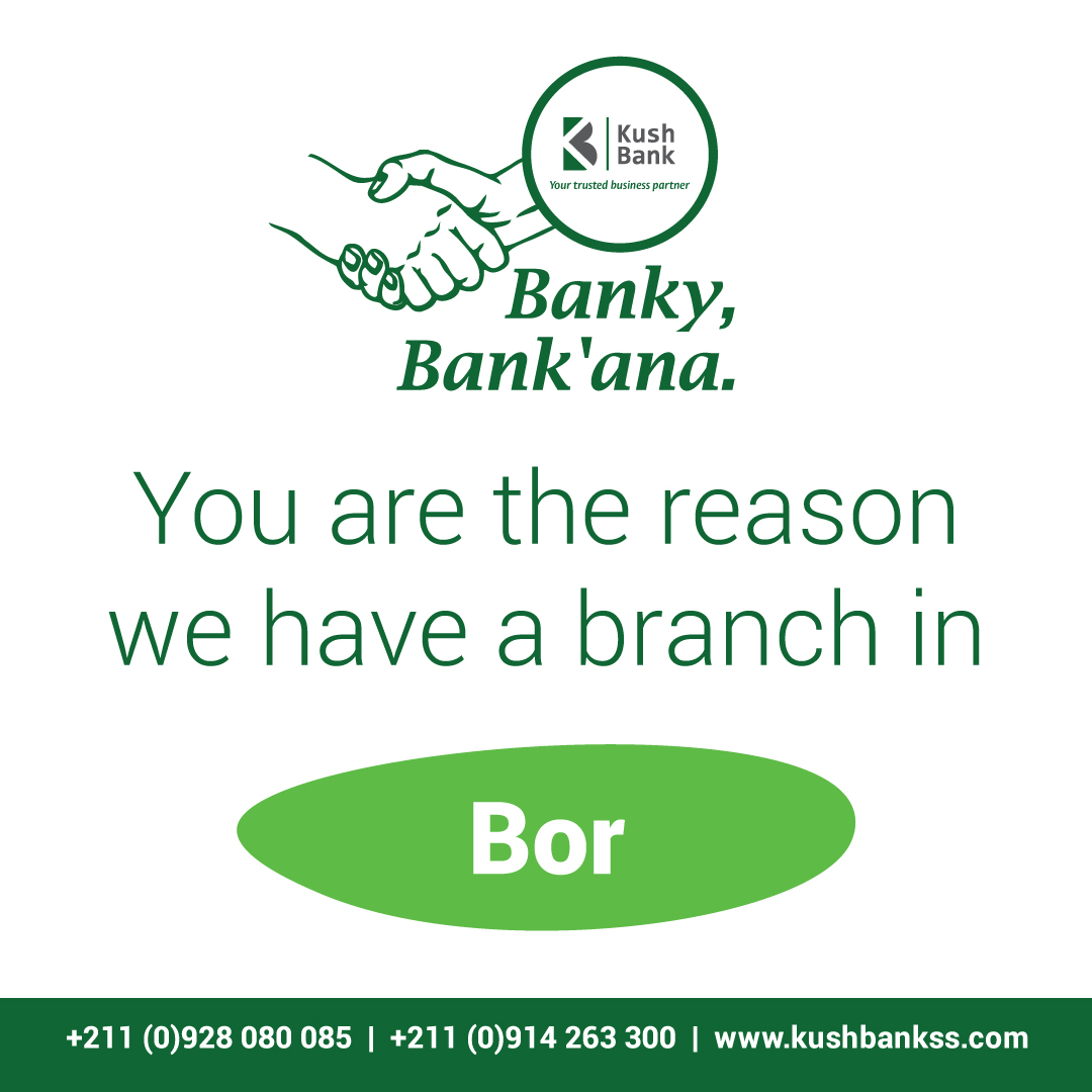 Listening to you is always our pleasure. Visit us at our Bor Branch and experience personalized service. 

#KushBankSS 
#YourTrustedBusinessPartner