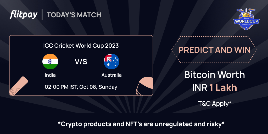 flitpayofficial's tweet photo. Hey Predictors🧐, It's #CWC2023 Day 3, Match 4.

Get ready to win another Bitcoin of INR 1 Lakh👑

Predict the first innings score of IND🇮🇳 vs. AUS🇦🇺 Now!
https://t.co/AjFkuq13WE

#INDvsAUS #IndiaVsAustralia #TeamIndia