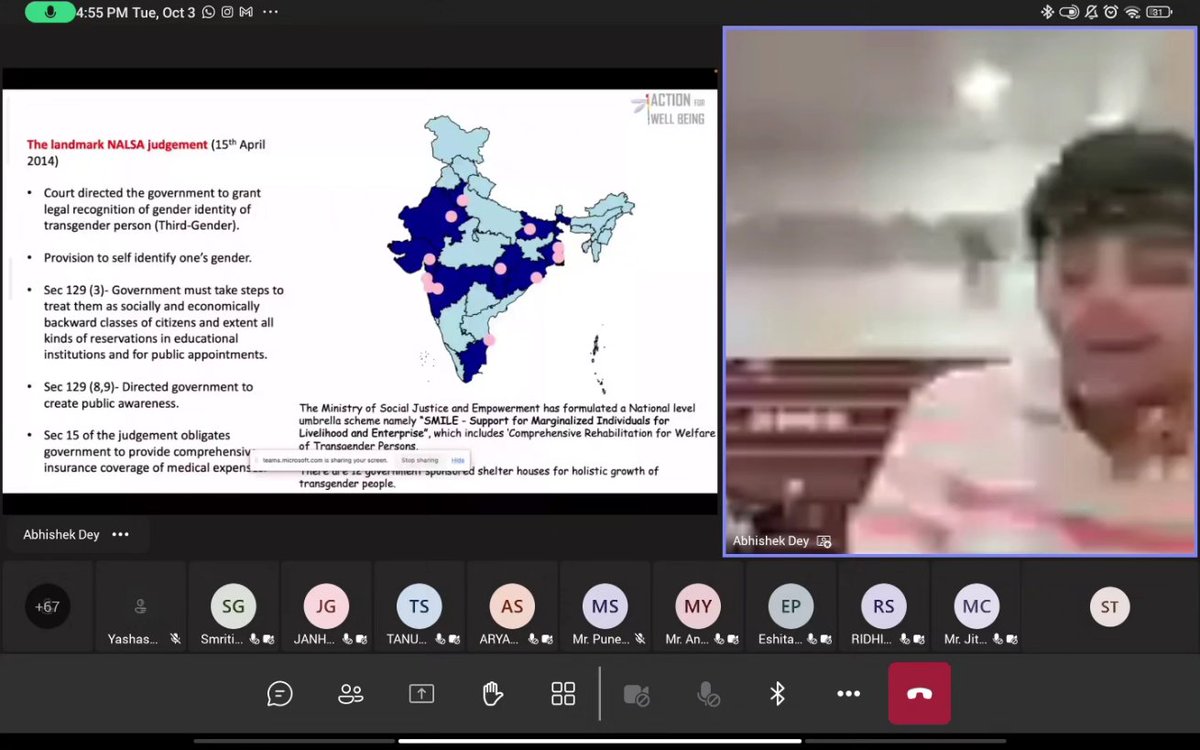 awbindia2019's tweet photo. On 3rd October 2023 @awbindia2019 was invited by 
Symbiosis law school to engage in an educational session on "Gender based violence" and the"Gandhian"principles to eradicate it.We were glad to see the youth seeking interest in comprehending laws which protect the #trans people . https://t.co/uUqeBECmCA