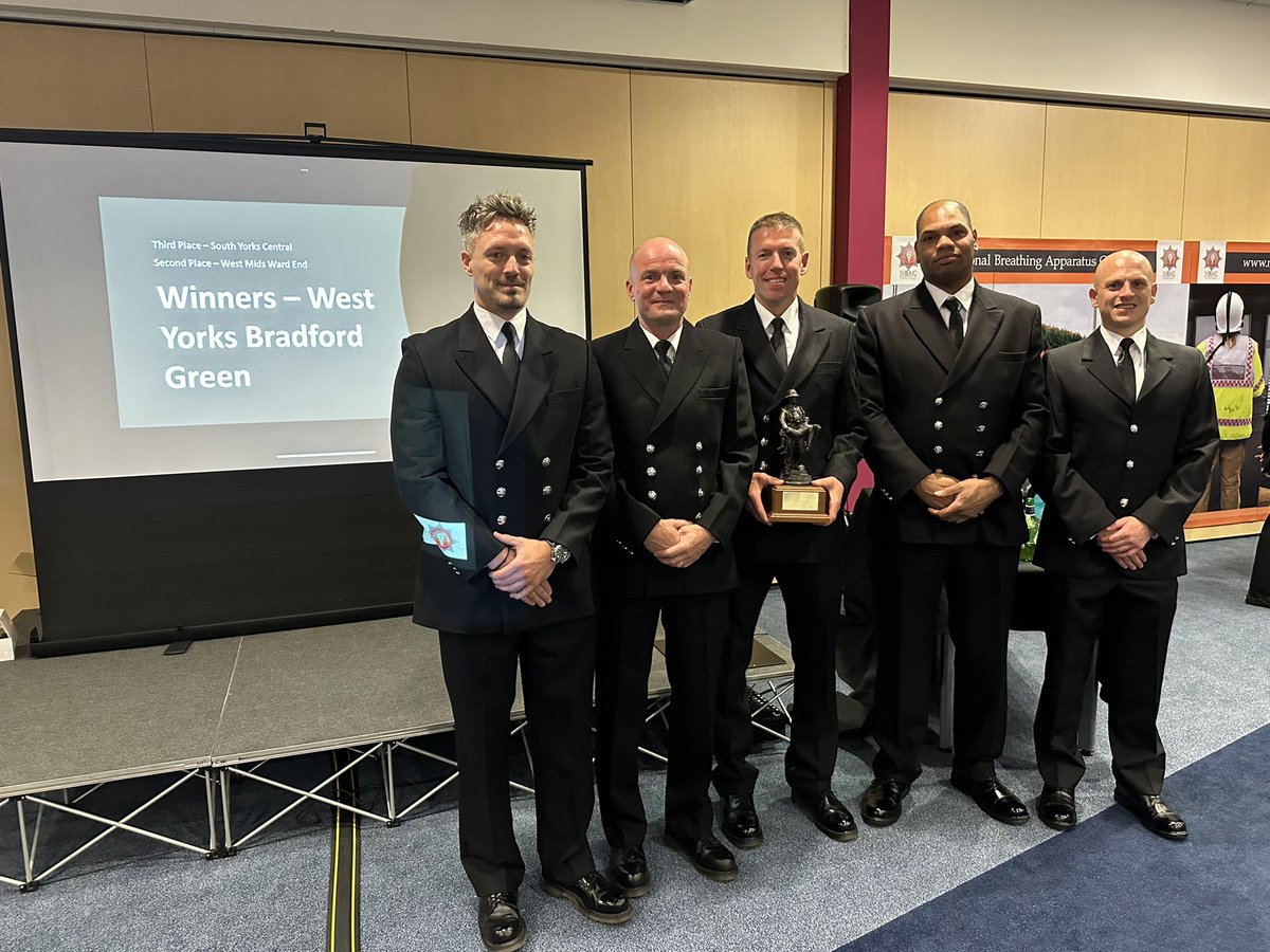 The WINNERS of the National Breathing Apparatus Challenge 2023 <a href="/WYFRS/">West Yorkshire Fire and Rescue Service</a> Bradford Green Watch-between them and Bradford White we were placed in the top 3 of every category that was judged- Green Watch took the overall trophy. Couldn’t be more proud of the two teams-best in the UK!!