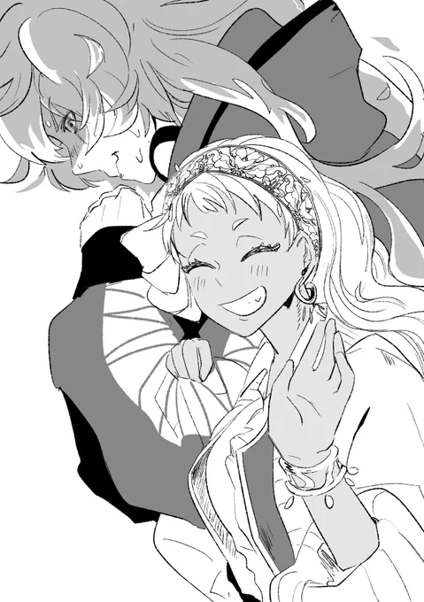 (女体化)お題箱に入ってたイデカリ♀をちょっとイメージさせてもらいました～。兄さんの顔が赤と青と白で三色になってる! 