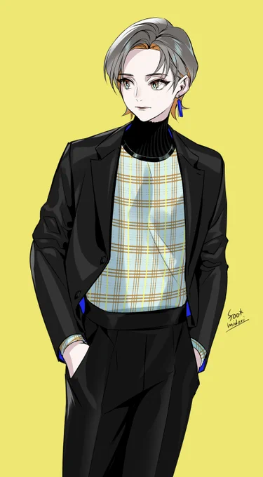 プラダで見た服がきれいだったから参考に  #創作 #創作男子 #ファッション #illustration