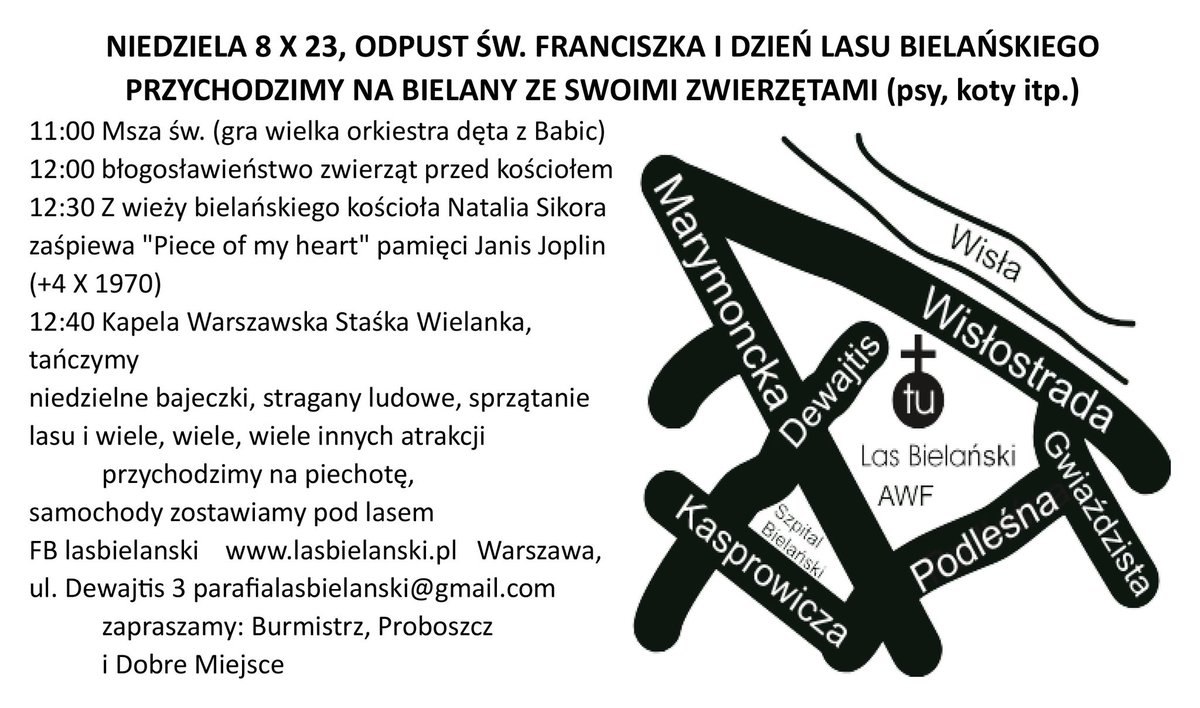 Dziś w kościele w Lesie Bielańskim z okazji odpustu św. Franciszka odbędzie się błogosławieństwo zwierząt, i można (a nawet trzeba) zabrać ze sobą psa lub kota 🥹🥹🥹