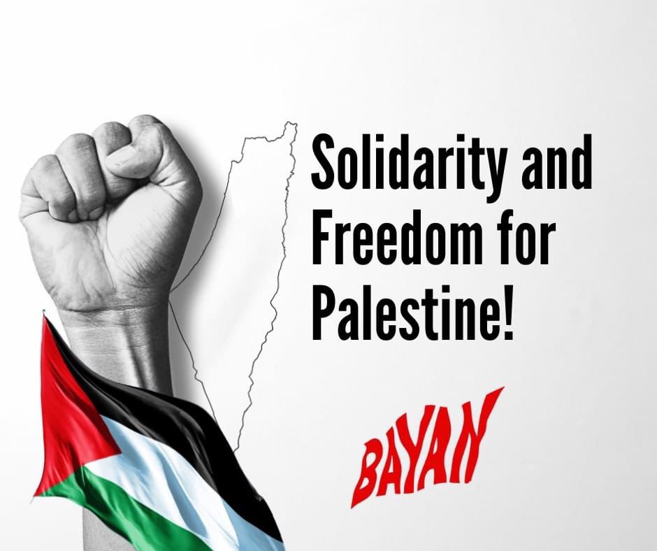 jinkydoo's tweet photo. BAYAN Philippines on the current Palestinian Resistance 
8 October 2023 
Mula Ilog Jordan hanggang Dagat Mediterranean, sa Palestine and kalayaan! https://t.co/vxt2I9IlV8