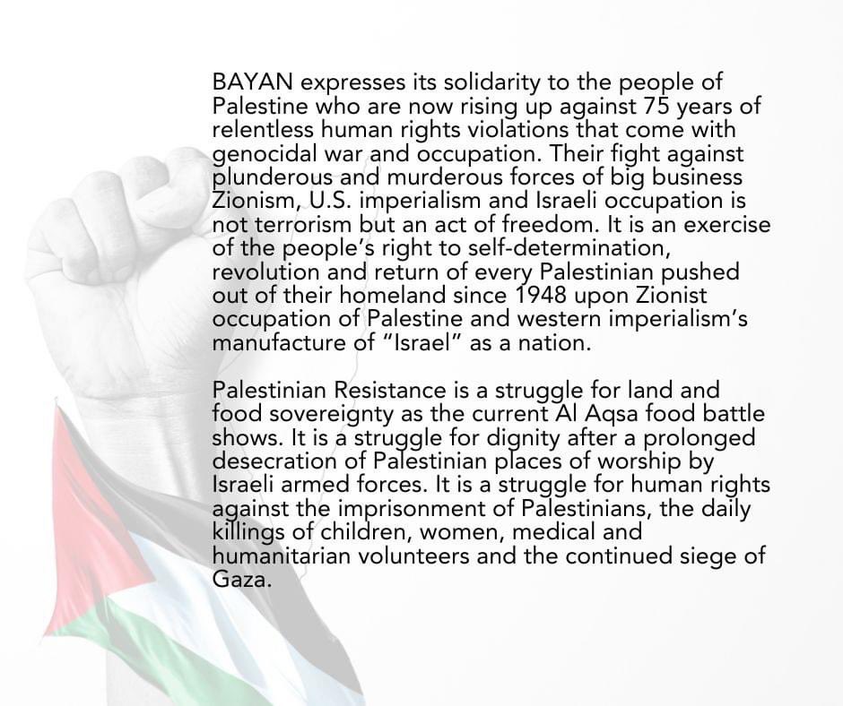jinkydoo's tweet photo. BAYAN Philippines on the current Palestinian Resistance 
8 October 2023 
Mula Ilog Jordan hanggang Dagat Mediterranean, sa Palestine and kalayaan! https://t.co/vxt2I9IlV8