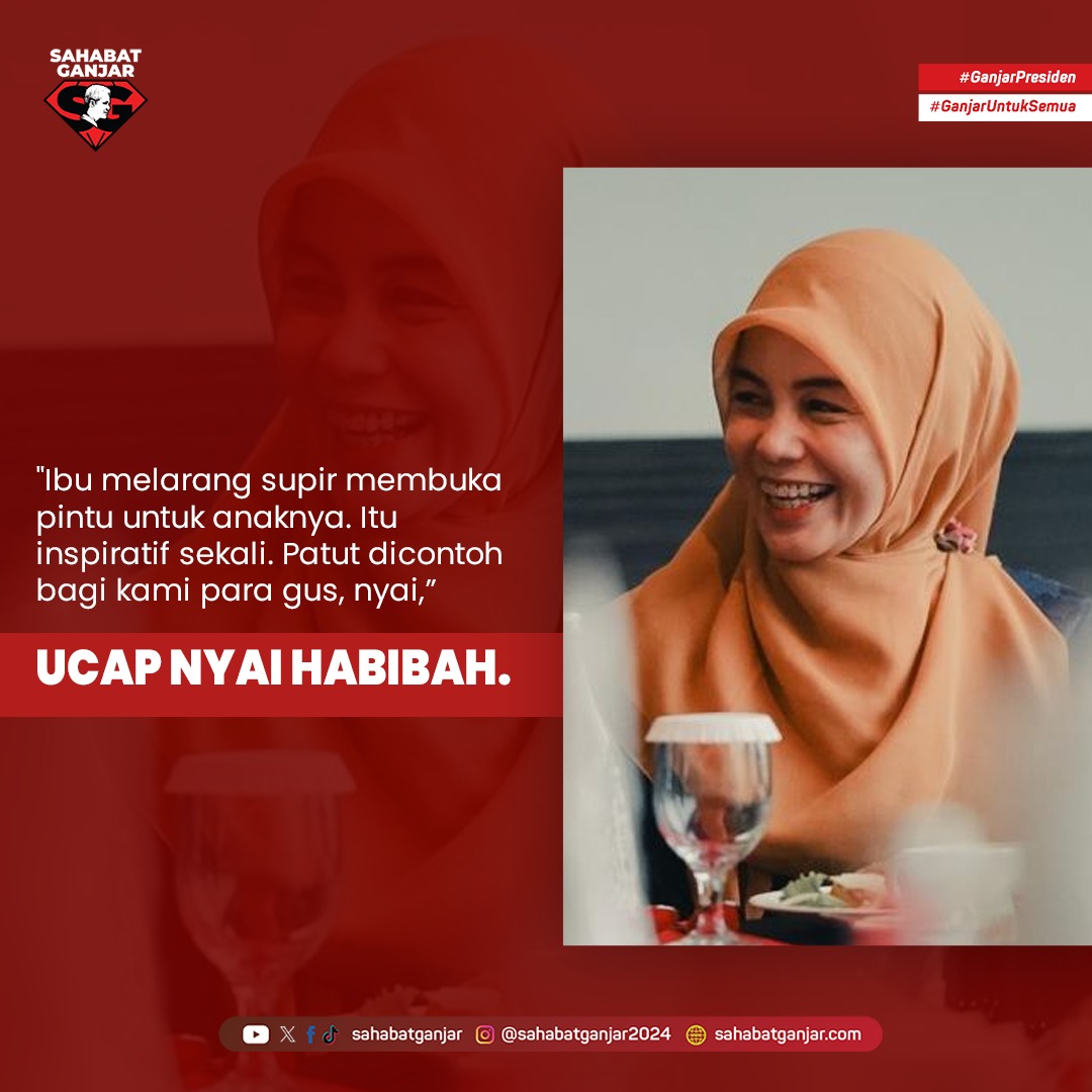 __RismaWidiono_'s tweet photo. Pola pengasuhan Siti Atikoh Supriyanti kepada anaknya, Muhammad Zinedine Alam Ganjar dikagumi para nyai dan ning di Jawa Barat. Menurut mereka, istri Ganjar Pranowo ini berhasil mendidik Alam menjadi anak yang pandai menjaga akhlaknya.

#SahabatGanjar https://t.co/2iPSCHNhDO