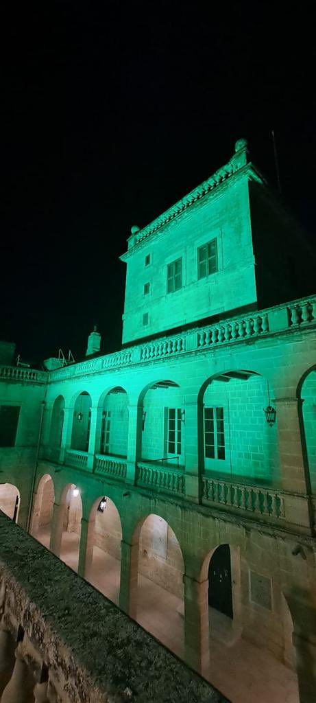 As of last night, the façade of San Anton Palace has been lit in green to raise more awareness about #mental #health. The façade of this Presidential Palace will remain lit until 14th of October.