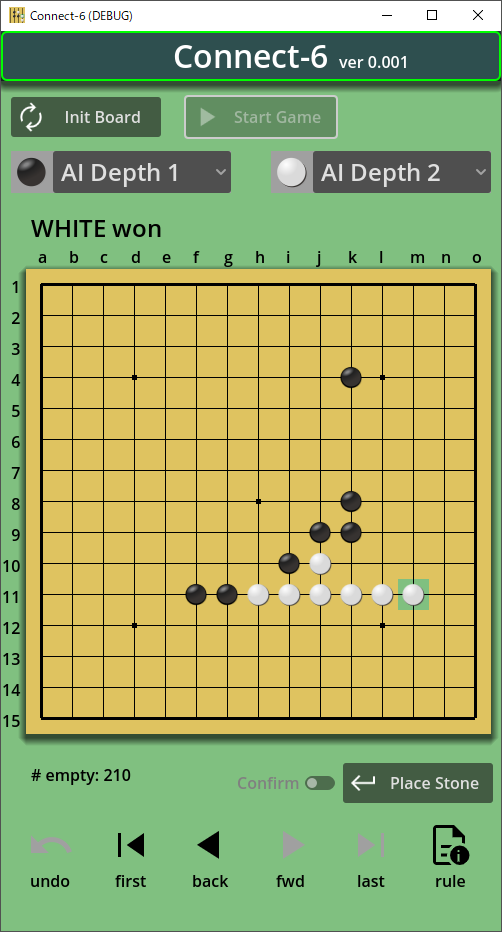 vivisuke's tweet photo. #Godotengine #Connect6 #Rokumoku #六目並べ Google Play 先生がなかなか許してくれないので、気分転換？に六目並べを作り始めてしまった。※ 現状は評価関数が五目並べのままなので、かなり変な手を打つぞ・・・ https://t.co/PtILE79ZLG