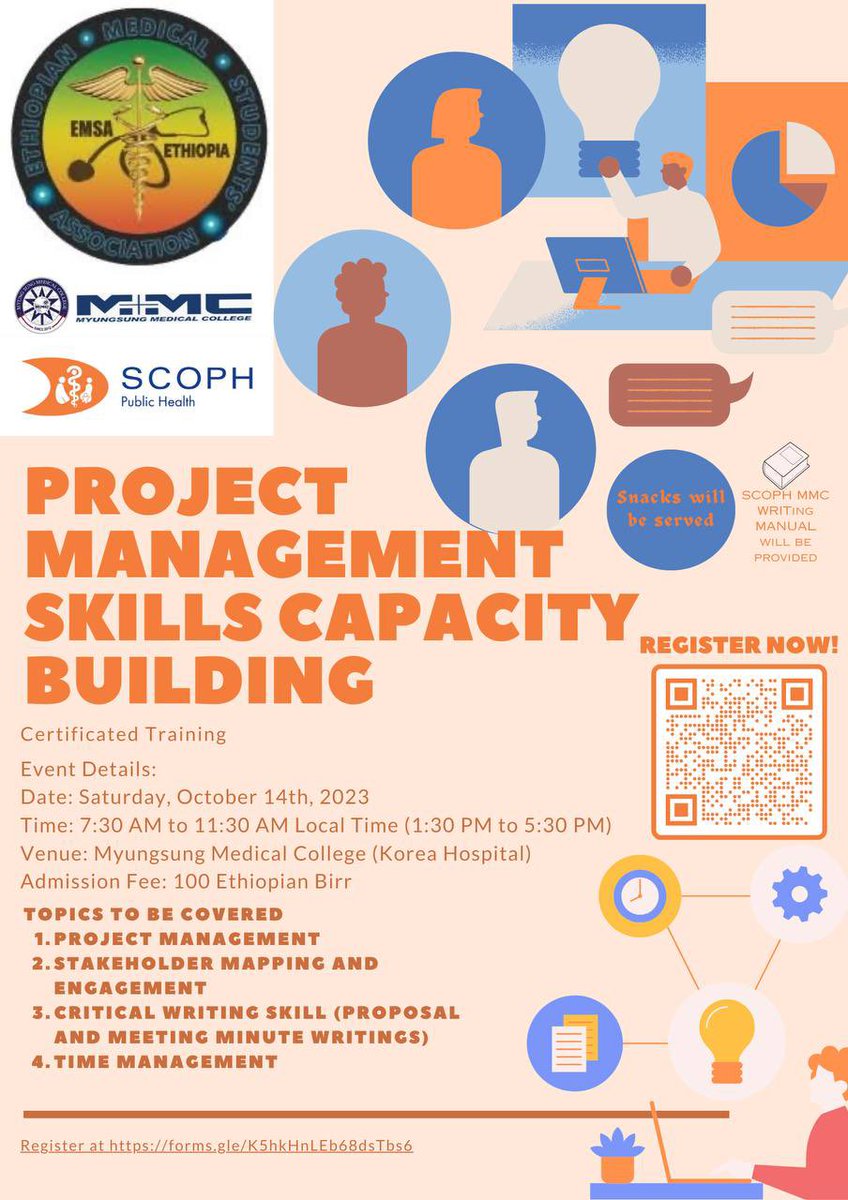 Project Management Skills Capability Building Training

This training will be held by the Myungsung Medical College Standing Committee of Public Health ( SCOPH MMC). 
📍Myungsung Medical College
🗓️Saturday, October 14, 2023
⏱️7:30 LT

Register Now : forms.gle/M2A895jKajqe33…
