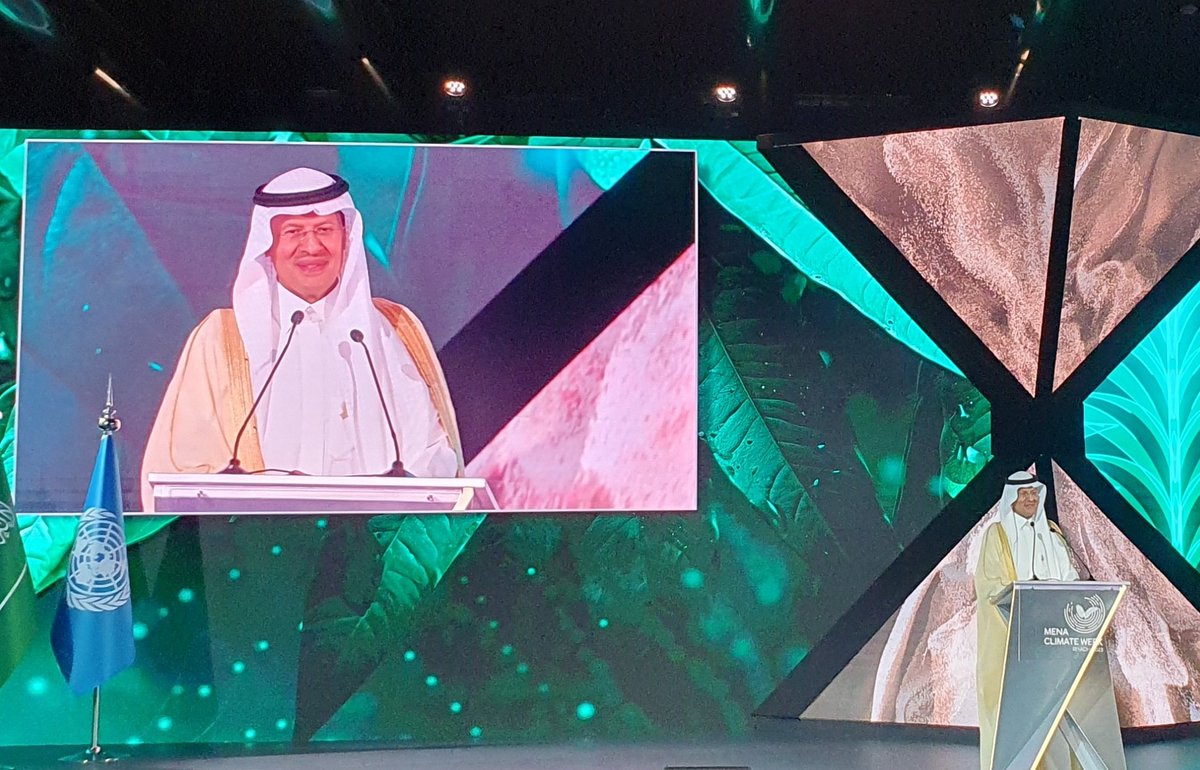 His royal highness Prince Abdulaziz Bin Salman the energy minister of Saudi Arabia 🇸🇦  opening the #Climateweek in Riyadh