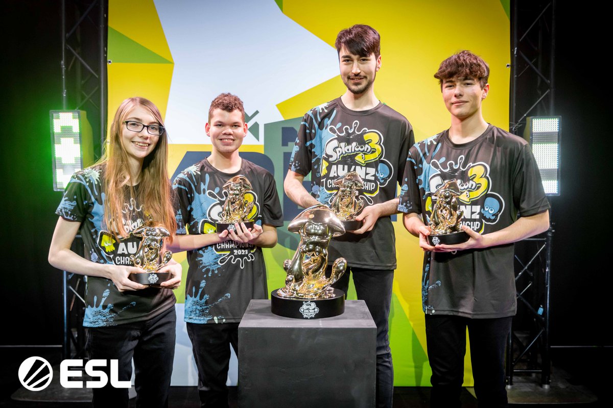 ESLAustralia's tweet photo. So much joy! Congratulations to the @GreasyGobIins for fighting till the end and taking home first place in the #Splatoon3 AU/NZ Championship! 🏆

Well fought, @SolsticeSpl! 💪

Good luck in Tokyo for the 2024 Nintendo Live world championships! 🦑 https://t.co/KIqlswrrPb