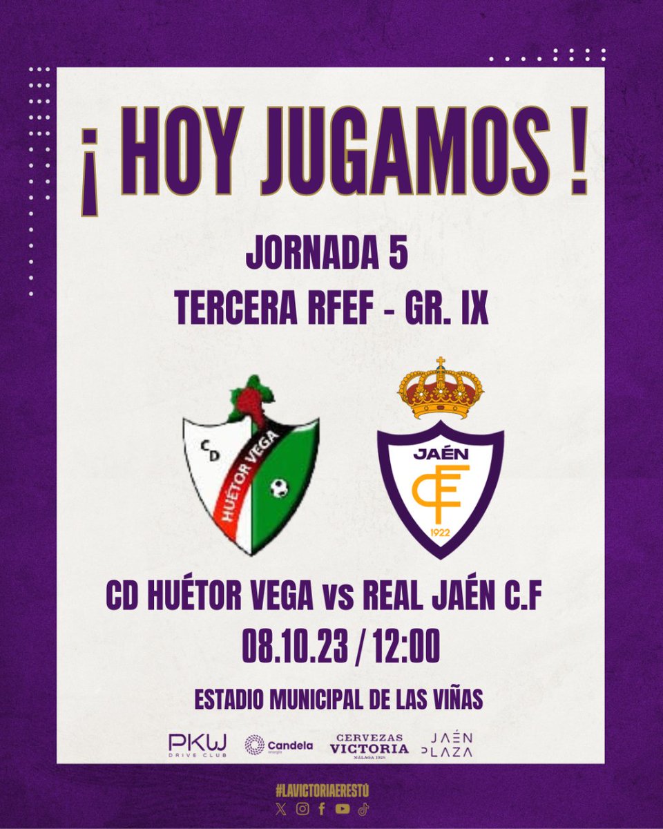 🅷🅾🆈 🅹🆄🅶🅰🅼🅾🆂 ⚽

🆚 C.D Huétor Vega
🏆 Jornada 5 - Grupo IX - 3º RFEF
🗓️ 8 Octubre
⏰ 12:00 h
🏟️ Municipal de Las Viñas

#rj2324 | #HuetorVegaRealJaen