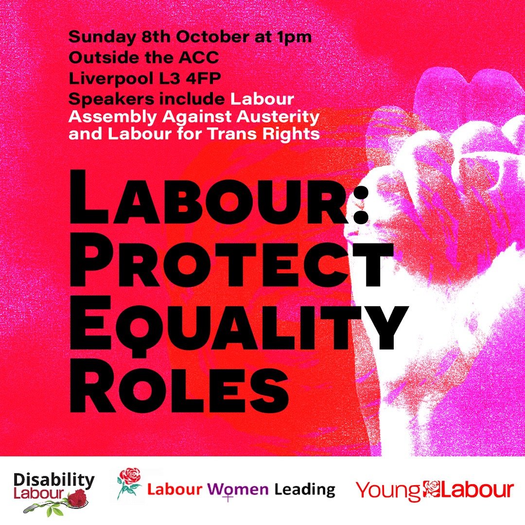 🚨 NEW SPEAKER ANNOUNCEMENT 🚨 We're delighted to welcome @labourassembly and @Lab4TransRights to speak at today's rally with @YoungLabourUK, @labourwomenlead & more. Conference, join us at 1pm and let's stand up for equality 💪 🌹