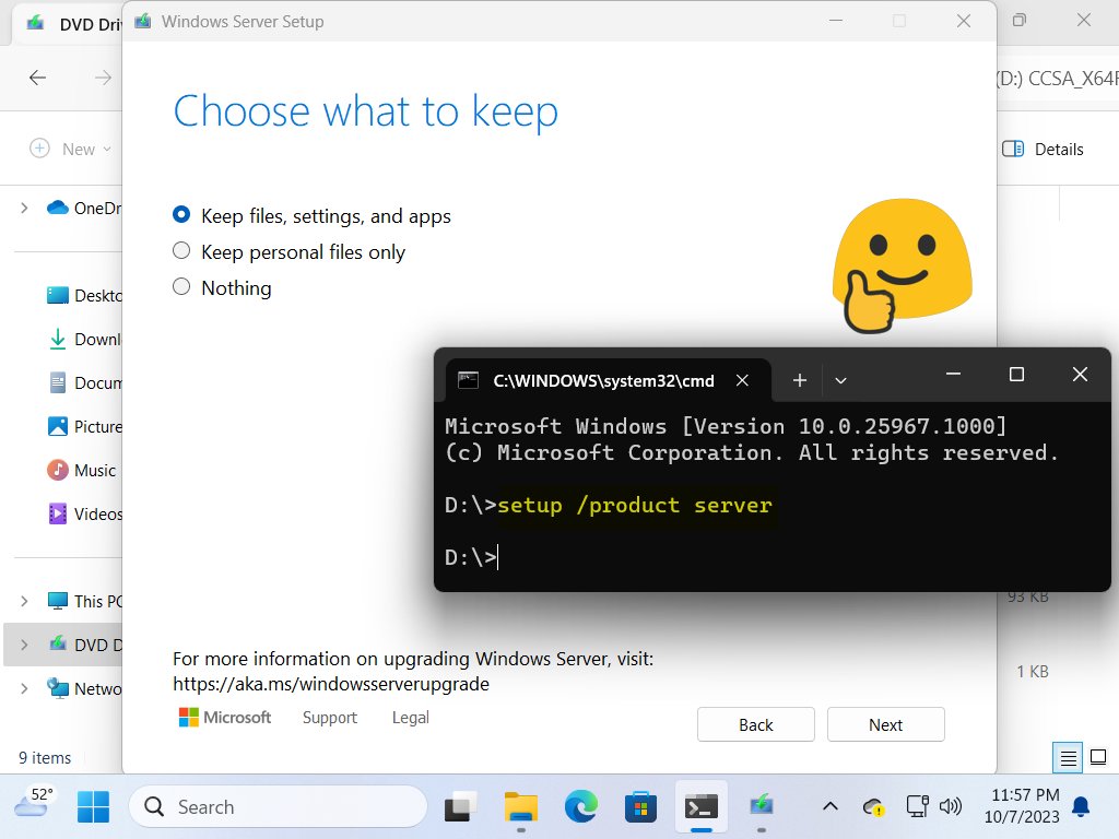 BobPony.com (@thebobpony) on Twitter photo HUGE GROUND BREAKING DISCOVERY! π€―
To ALL users that don't meet the artificial requirements for Windows 11, I GOT SOME GREAT NEWS TO SHARE!
When adding "/product server" switch to setup.exe in the Windows 11 setup directory, it BYPASSES the Windows 11 hardware requirement checks. HUGE GROUND BREAKING DISCOVERY! π€―
To ALL users that don't meet the artificial requirements for Windows 11, I GOT SOME GREAT NEWS TO SHARE!
When adding "/product server" switch to setup.exe in the Windows 11 setup directory, it BYPASSES the Windows 11 hardware requirement checks.
