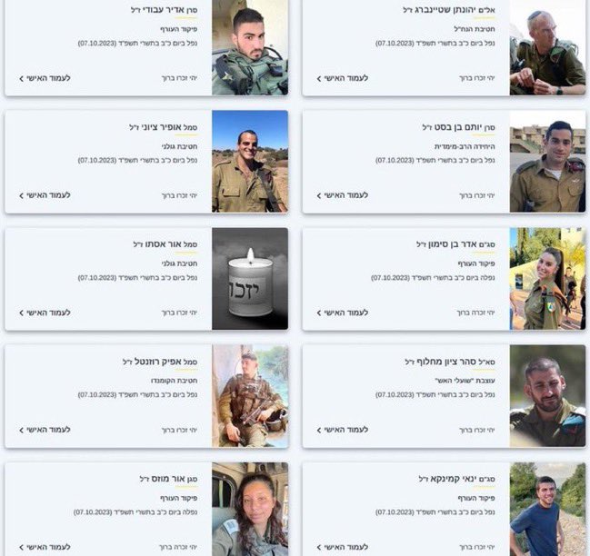 🇮🇱 Israel army has published a list of 26 Israeli soldiers killed in the fight against Hamas terrorists. Among the dead are several officers, including some with the rank of colonel.