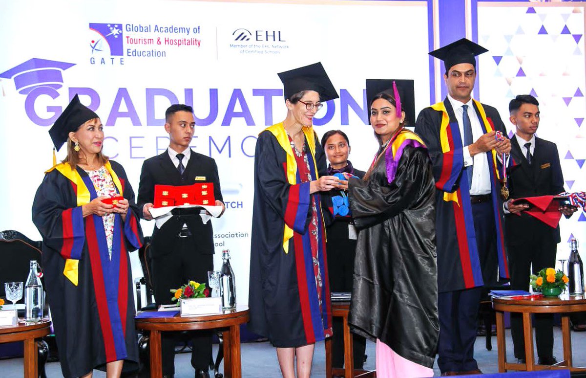 SwissAmbNepal's tweet photo. Honoured to attend the Gate College graduation 👩‍🎓 ceremony today! Congratulations to the graduates on this remarkable achievement. Your hard work and dedication have paid off, and your future is bright. Best wishes for the journey ahead. https://t.co/gD25XNfICn