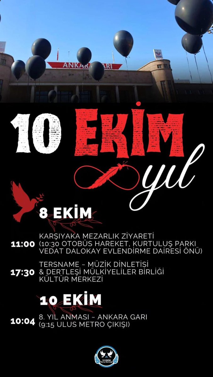 AnarkaDergi's tweet photo. 10 Ekim Katliamının 8. yılında devlet ve IŞİD işbirliği ile katledilenleri anmak için Ankara Garı önünde buluşuyoruz!

Buluşma yeri ve saati 9.15 Ulus Metro çıkışı https://t.co/sToUOHo4Tt