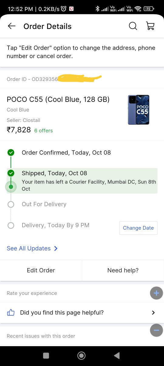 Prathamesh12017's tweet photo. @flipkartsupport @Flipkart i had orfer a smartphone and the delivery was today. Please check shadowfax is showing delivery date as 10th Oct 23, why? https://t.co/S3vQINfg6z