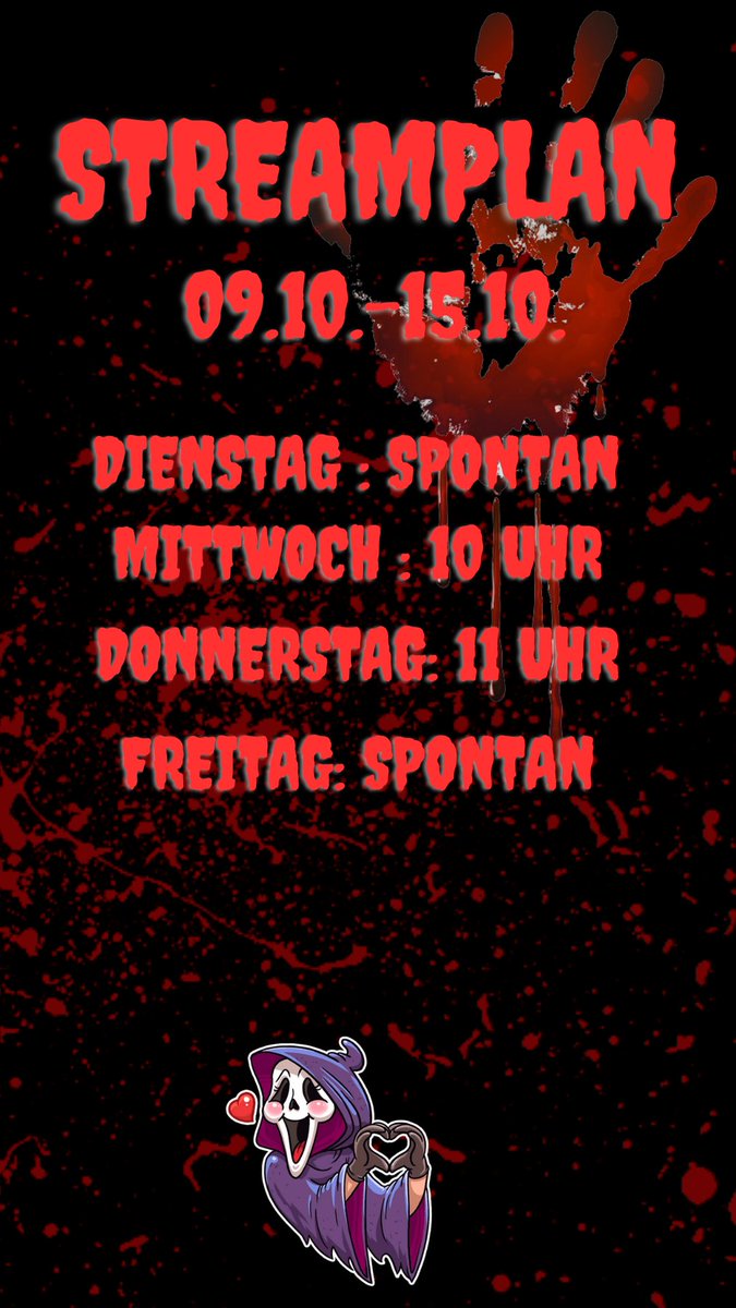 Der Streamplan für kommende Woche.
#keymailer <a href="/Keymailer/">Keymailer</a>  #skysteadranchkickstarter #islandhopper #midnightacres #dreamingdiorama #horror #Spooktober2023 #twitch #TwitchDE #silenthillhomecoming