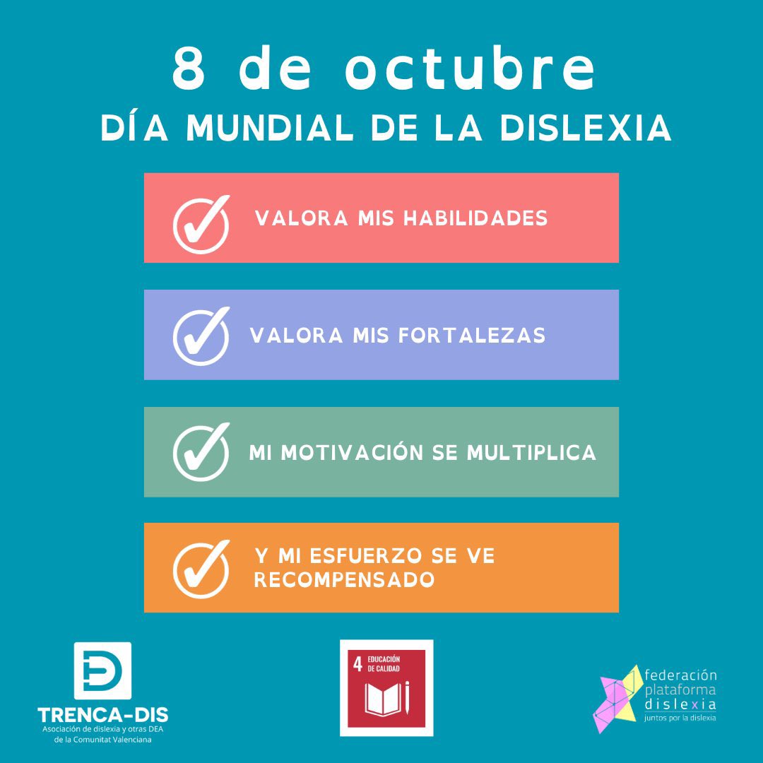 PadreManjon's tweet photo. #8octubre Día internacional de la Dislexia. Para que todos puedan brillar ✨✨✨✨
#YoSoydelManjon
@AMPAPadreManjon @educacyl https://t.co/34MmxmS5V0