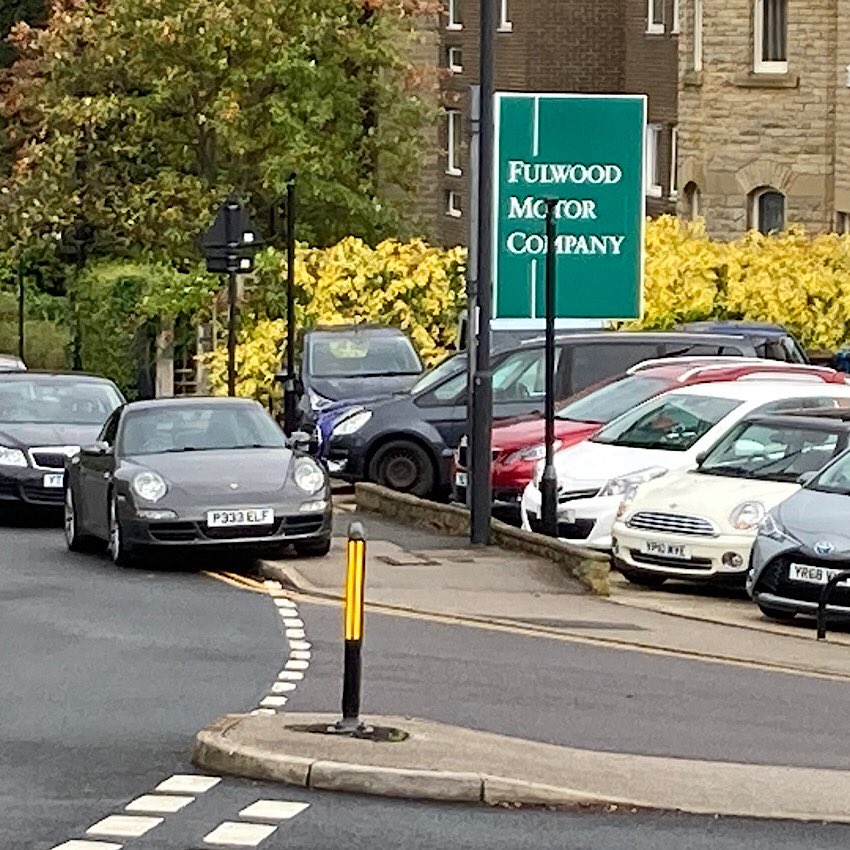 BlokeSheffield's tweet photo. Typical ignorant, bellend, customer of Fulwood Motor Company. #porsche 
Bollox to the parking restriction. Block the dropped curb to the crossing island. Sod the school kids at Nethergreen Junior School. 

#opparksafe @ParkinginSheff @SheffNW_NPT @SheffParking @SheffCouncil https://t.co/tT0uIoutAz