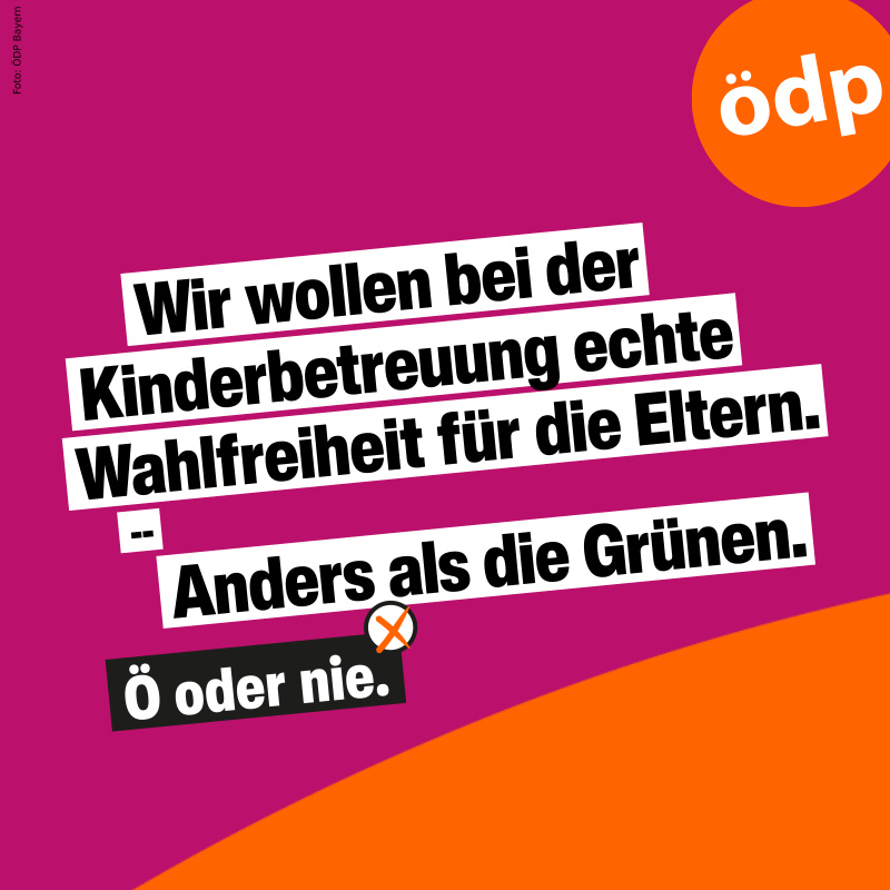 ÖDP kritisiert Fixierung der Grünen auf frühe Krippen-Betreuung. Es kann kein Ziel sein, schon für ganz kleine Kinder einen „Rechtsanspruch“ auf Ganztags-Krippenplätze zu schaffen, nur um möglichst früh die Eltern wieder dem Arbeitsmarkt zuzuführen.
 #ÖDP #LTW2023 #öodernie