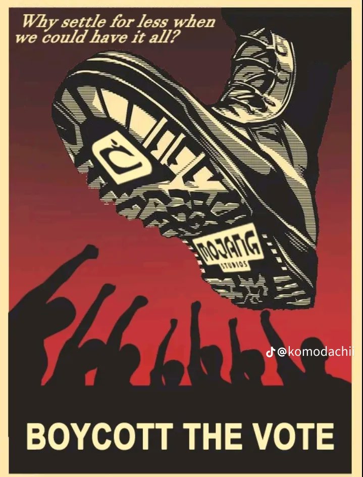 Rutschi5's tweet photo. BOYCOTT THE MINECRAFT MOB VOTE! stop turning against eachother, work together to fight against our real enemy! https://t.co/YoyD27BEV6