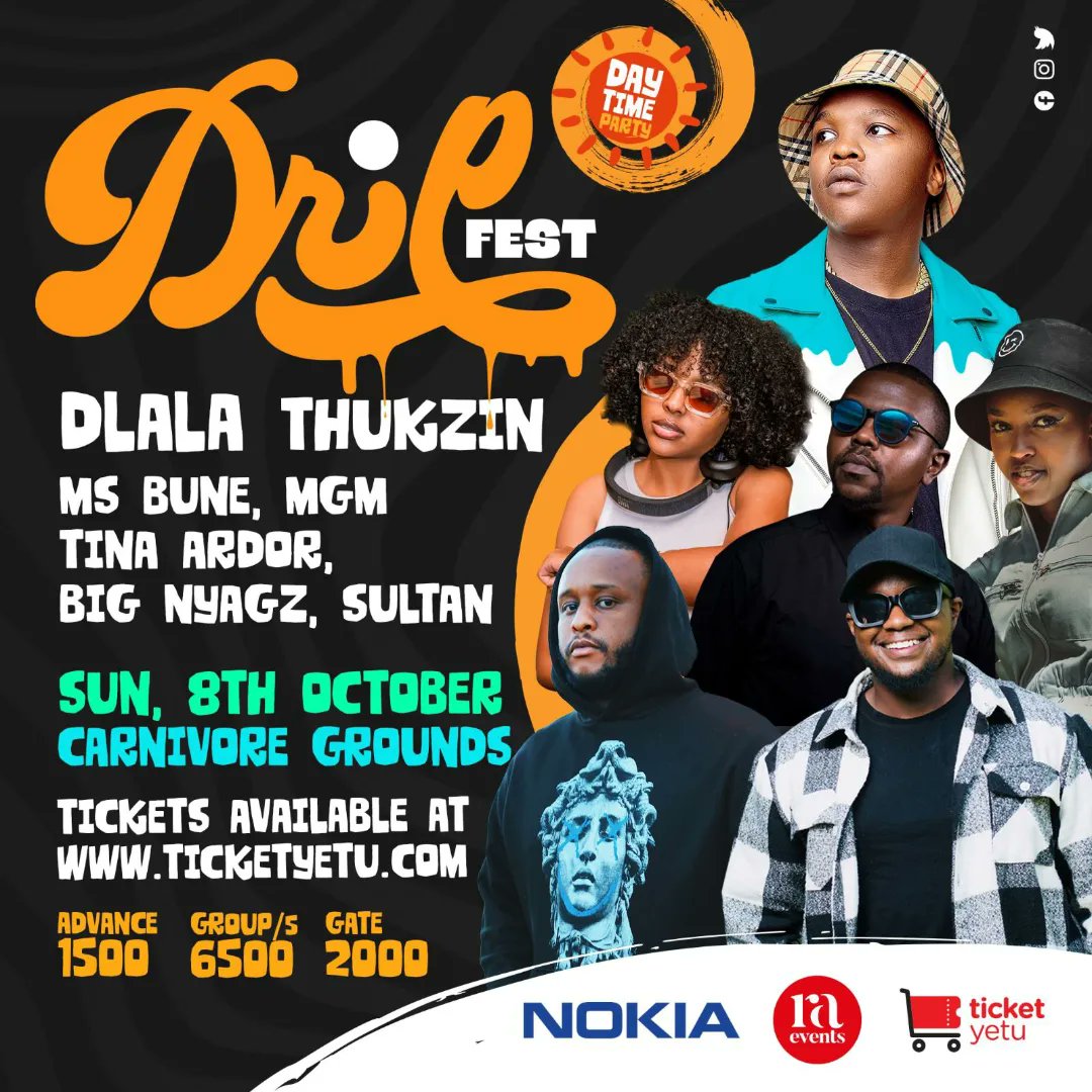 DripFestKE's tweet photo. The dee day is finally here and it's time to bring the heat with our amazing lineup🔥🔥
It's time to check if your ticket is safe and if you don't have one yet get it now by clicking this link:https://t.co/okoo0j1fDs
#DripFestKE 
#dlalathukzininkenya https://t.co/gLtT2ToWkf