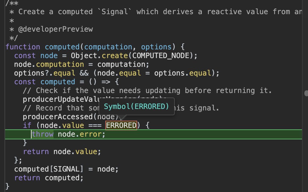 tomasz_ducin's tweet image. Signals have the .value property which is replaced from a &lt;value&gt; (whatever) to Symbol(COMPUTED) or Symbol(ERRORED). In case of ERRORED, it's beinh thrown.
🔥 Not catching the error makes the template processing break. 🔥