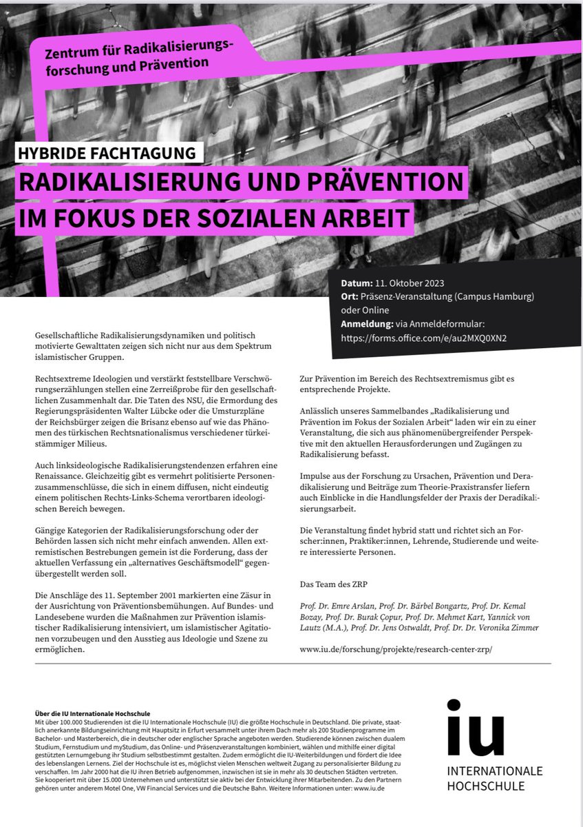 profcopur's tweet photo. Wenn in Berlin der Hamas-Terror gegen Israel gefeiert wird, ist das nicht akzeptabel.

Hier muss dringend gegengesteuert werden.

Mit Radikalisierungstendenzen  beschäftigt sich unsere Fachtagung des Zentrums für Radikalisierungsforschung und Prävention am Mittwoch in HH👇🏽@IU_ZRP https://t.co/2NfjWrLzE9
