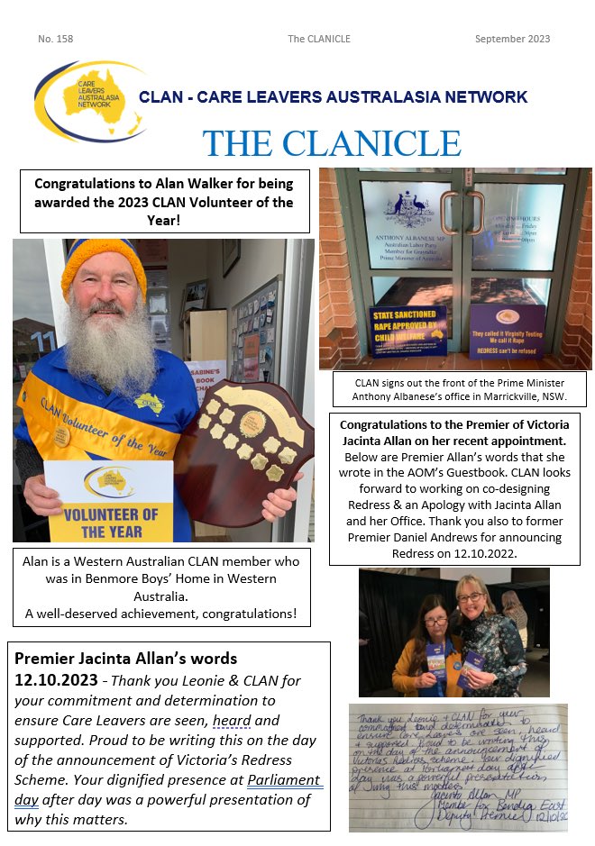 Thanks staff 
Clanicle posted last week 
Congratulations to 3rd #VolunteeroftheYear Alan 
Photo at #PrimeMinister’s #Marrickville office

Congrats also to new Vic Premier ⁦@JacintaAllanMP⁩

Hope 2meet JA & WA Min ⁦@SabineWintonMLA⁩ #Memorial 
#auspol #SpringSt #WApol