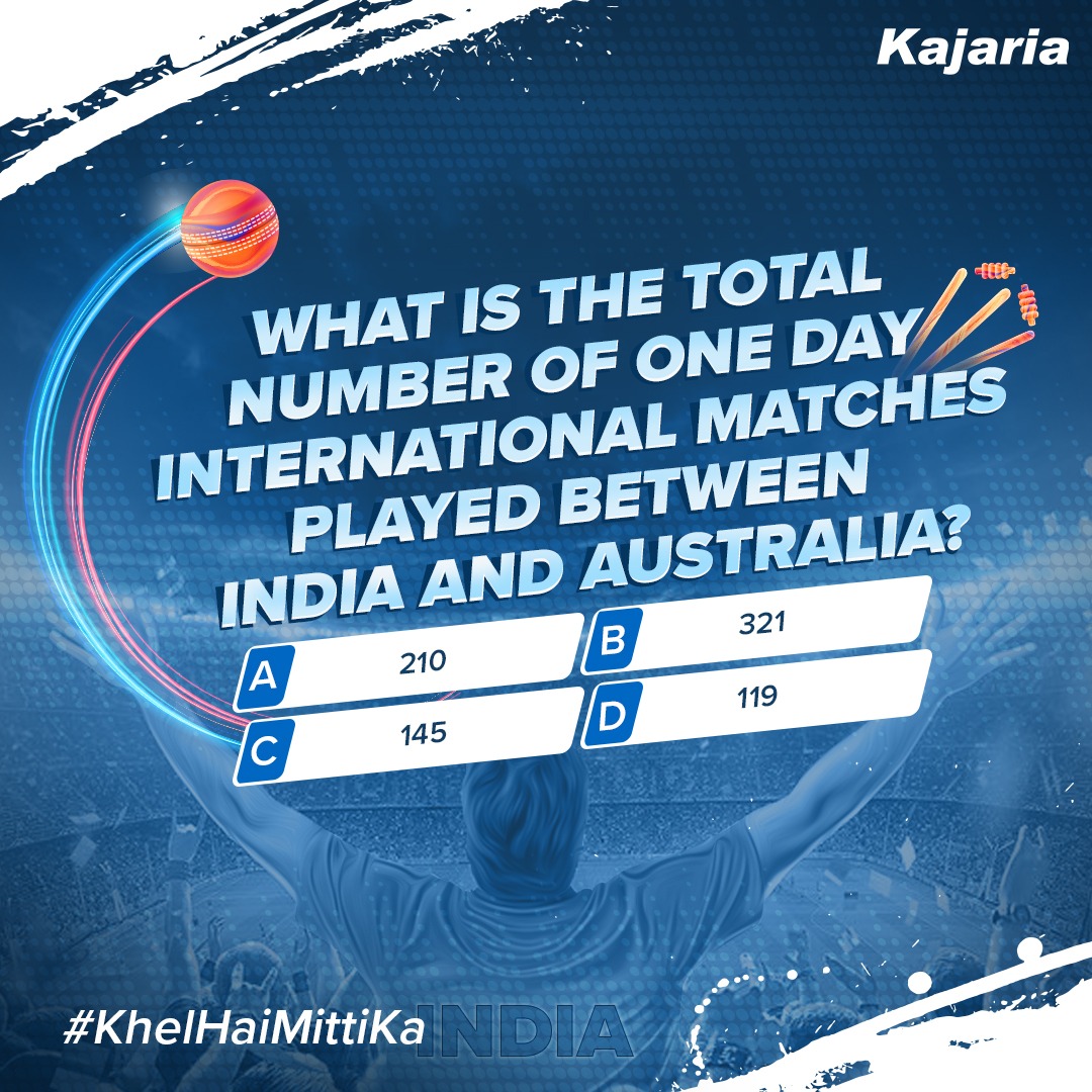 It’s India vs Australia today! The gates are open. The stands are exploding with ‘India… India…’ chants. Time is now to play the Kajaria Cricket Mania contest and win big!

#khelhaimittika #DeshKiMitti #WorldCup2023 #Kajaria #Cricket #MenInBlue