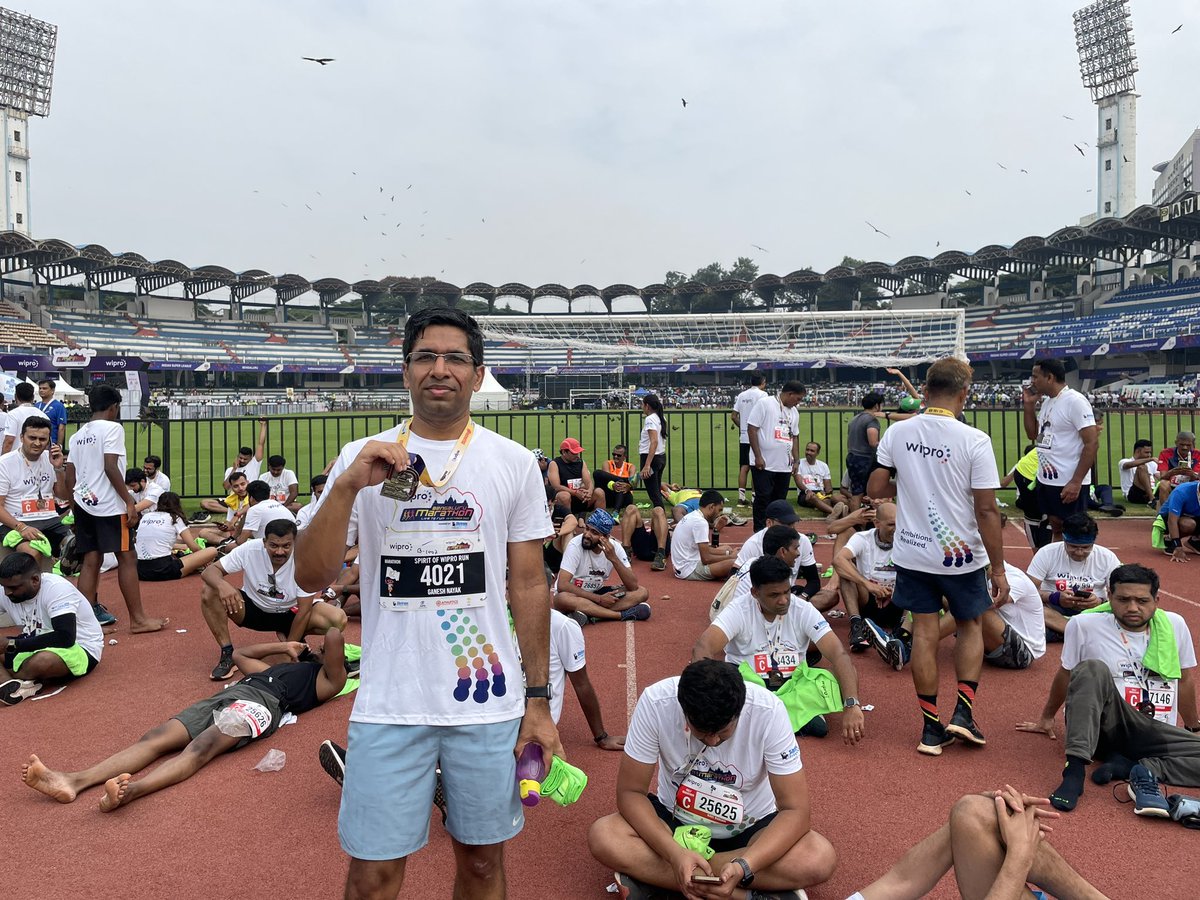 What started as a casual 15 minutes run during COVID lockdown, culminated today with successful completion of a full marathon. @Wipro #spiritofwipro #ambitionsRealized #onewipro #SOWRun2023 #growstrong