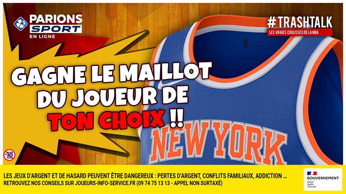 🎁 JEU-CONCOURS !! 🎁 

Pour les #30PREVIEWSEN30JOURS, TrashTalk et ParionsSport te font gagner 1 maillot par jour !! 😱

🚨 GAGNE LE MAILLOT DU JOUEUR DE TON CHOIX DES KNICKS !! 🚨

Pour participer :

1⃣ RT CE TWEET 
2⃣ FOLLOW @TRASHTALK_FR ET @PARIONSSPORT

(TAS LE 15/10) 🔞