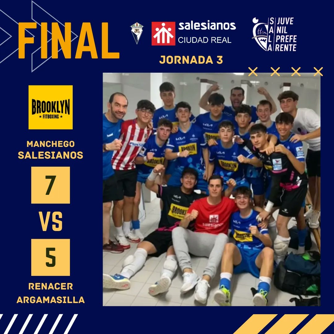 ⚽ RESULTADOS ⬇️

𝐒𝐄𝐍𝐈𝐎𝐑: ✅ Victoria en el comienzo de liga por 11-2 frente a #CDLezuza 🔝💪🏽

𝐉𝐔𝐕𝐄𝐍𝐈𝐋: ✅ Victoria por 7-5 frente a <a href="/RenacerFs/">Renacer Argamasilla FS</a> en casa, gran partido equipo!! 👊🏼🔥

<a href="/CDManchegoFS/">C.D. Manchego Salesianos FUTSAL</a> @bf_ciudadreal

#VAMOSSALESIANOS💙