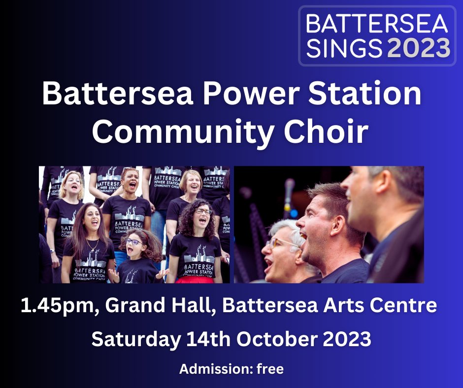 The choir founded by @SamEvansLondon and <a href="/BatterseaPwrStn/">Battersea Power Station</a> in 2016 gives its first performance at <a href="/battersea_arts/">BatterseaArtsCentre</a> . Free admission!